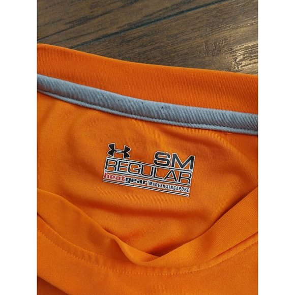 Under Armour Men's Orange Short Sleeve Crewneck Heat Gear Lightweight T Shirt Sz - Picture 4 of 6